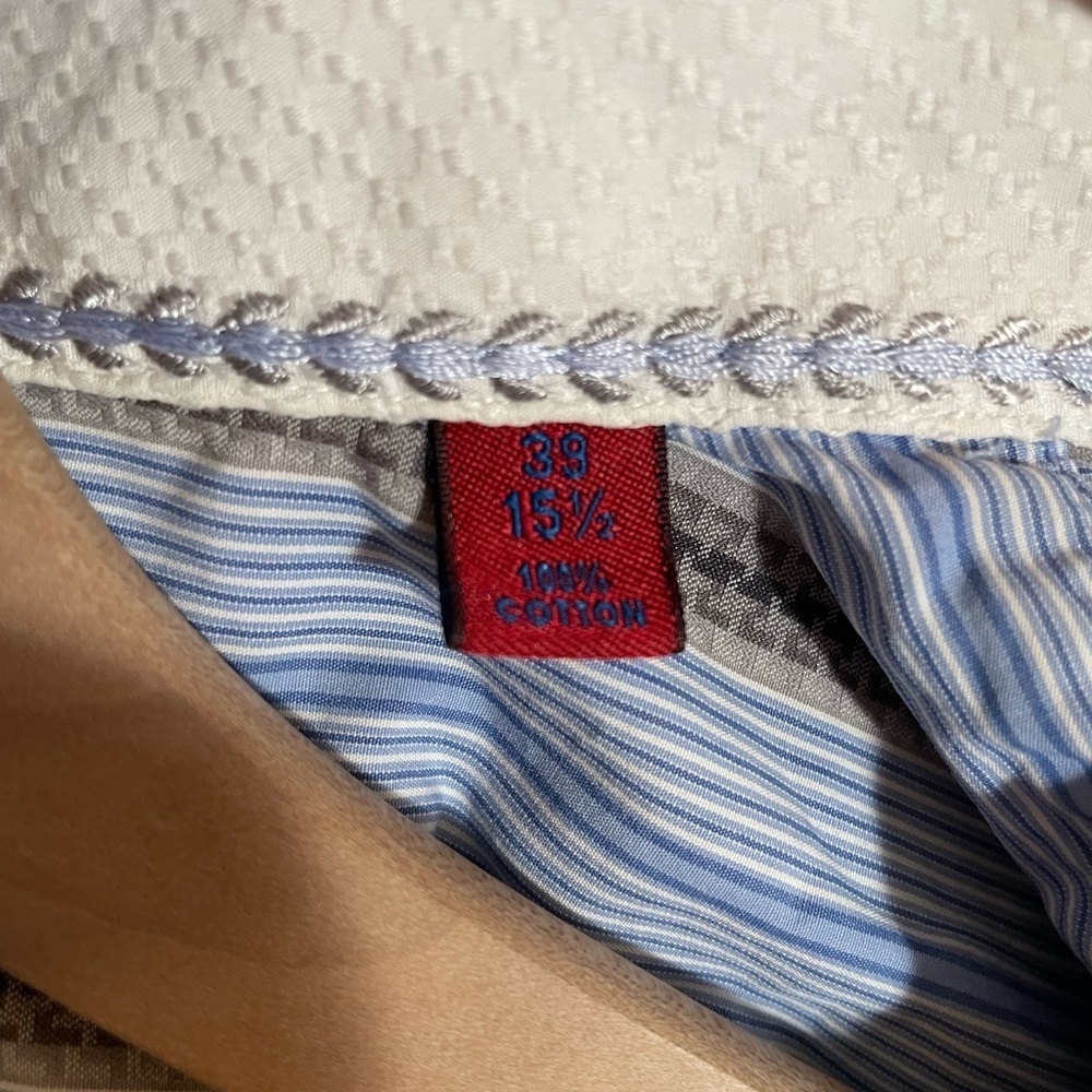 Robert Graham Dress Shirt Mens Blue Striped Flip Cuff Preppy Button Up Sz Medium - Picture 4 of 15